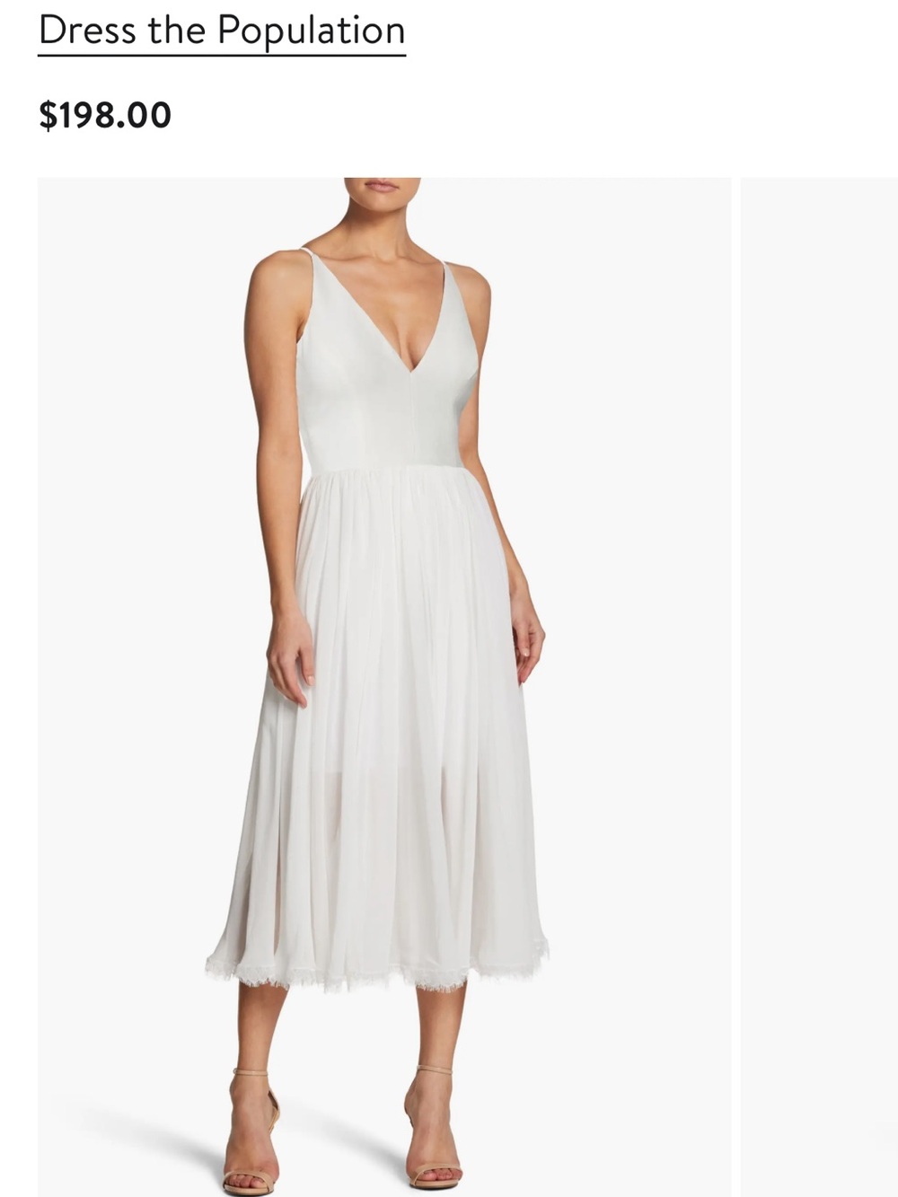 Dress the Population Ivory V-Neck Midi Dress